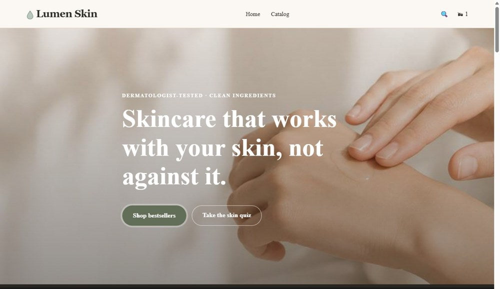Lumen Skin — live Shopify build